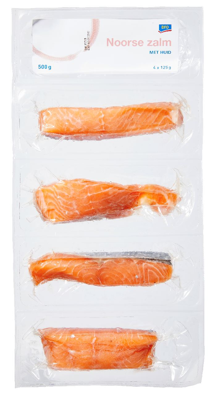 aro Noorse Zalm met huid portie 10 x 4 x 125 g diepvries *
