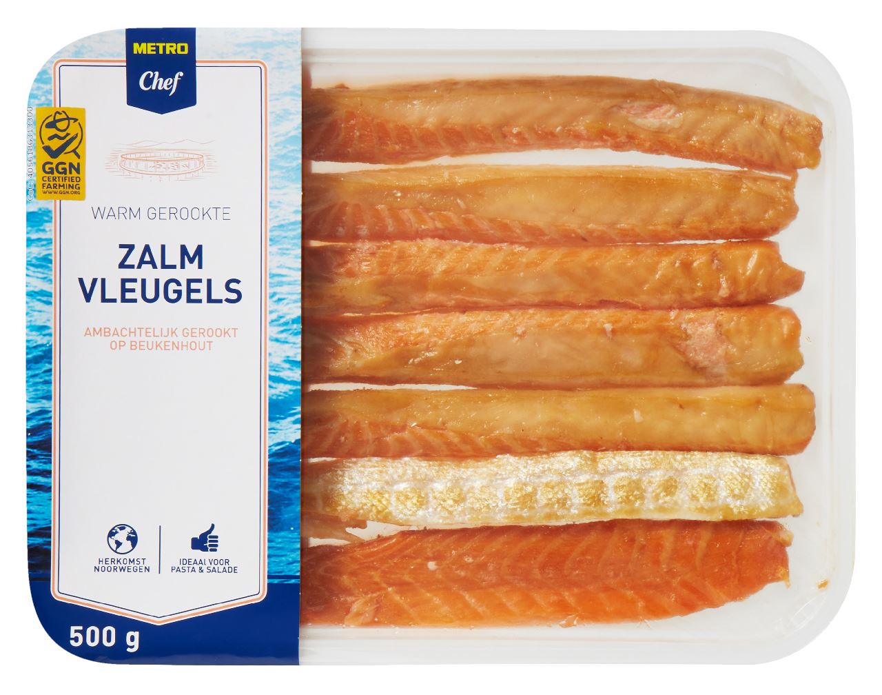 METRO Chef Warm gerookte Noorse zalm vleugels 500 gram