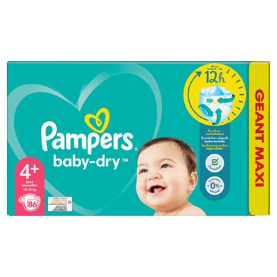 of tegel Speels Pampers Baby-Dry Maat 4+, 86 Luiers, Tot 12 Uur Bescherming, 10kg-15kg |  Makro Nederland