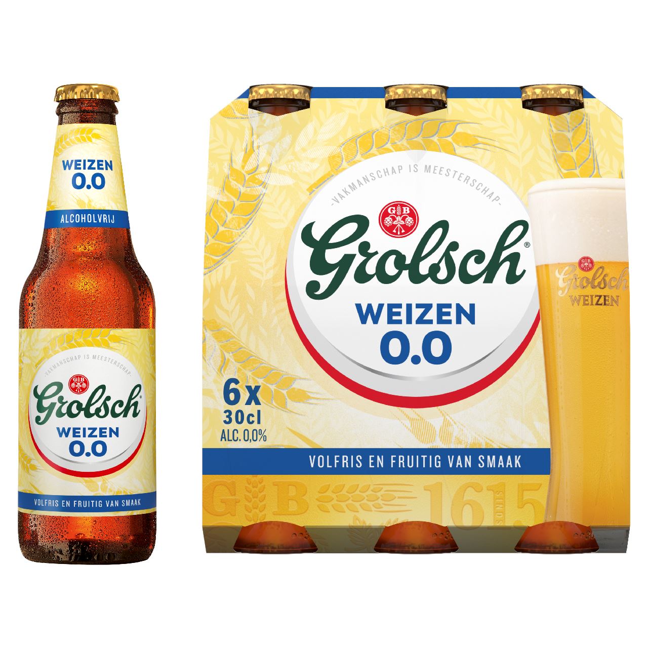Grolsch Weizen 0.0% Alcoholvrij Speciaalbier 6 x 30 cl fles