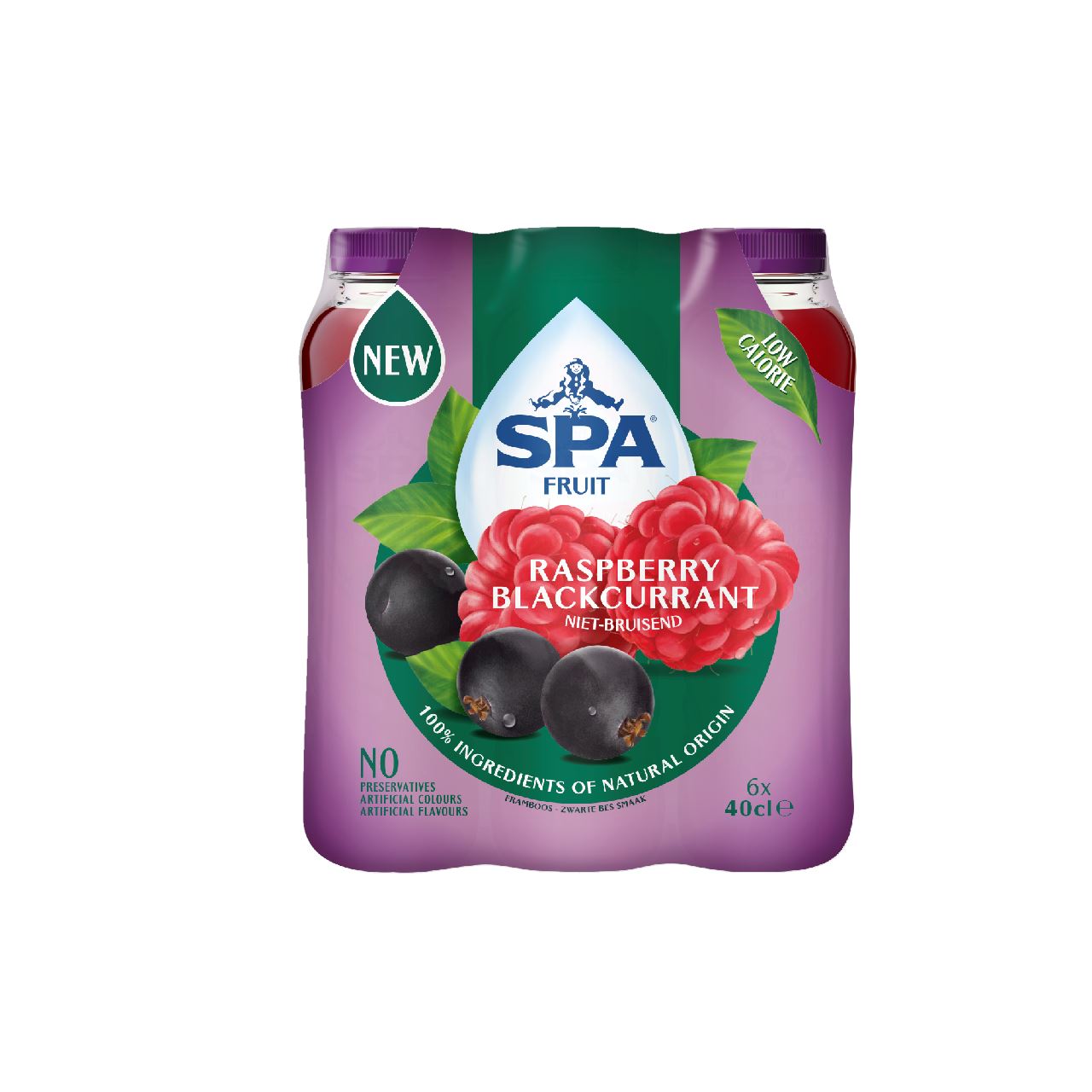 SPA Fruit Niet-Bruisende Fruitige Frisdrank Raspberry Blackcurrant 6 x 40 cl