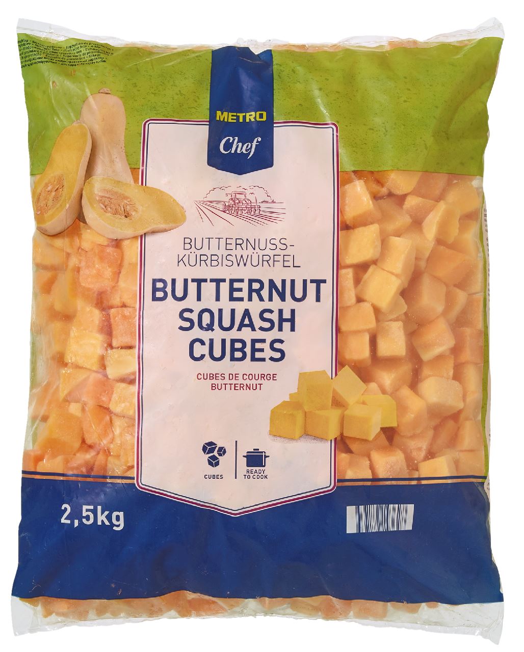 METRO Chef Pompoen Blokjes 4 x 2,5 kg
