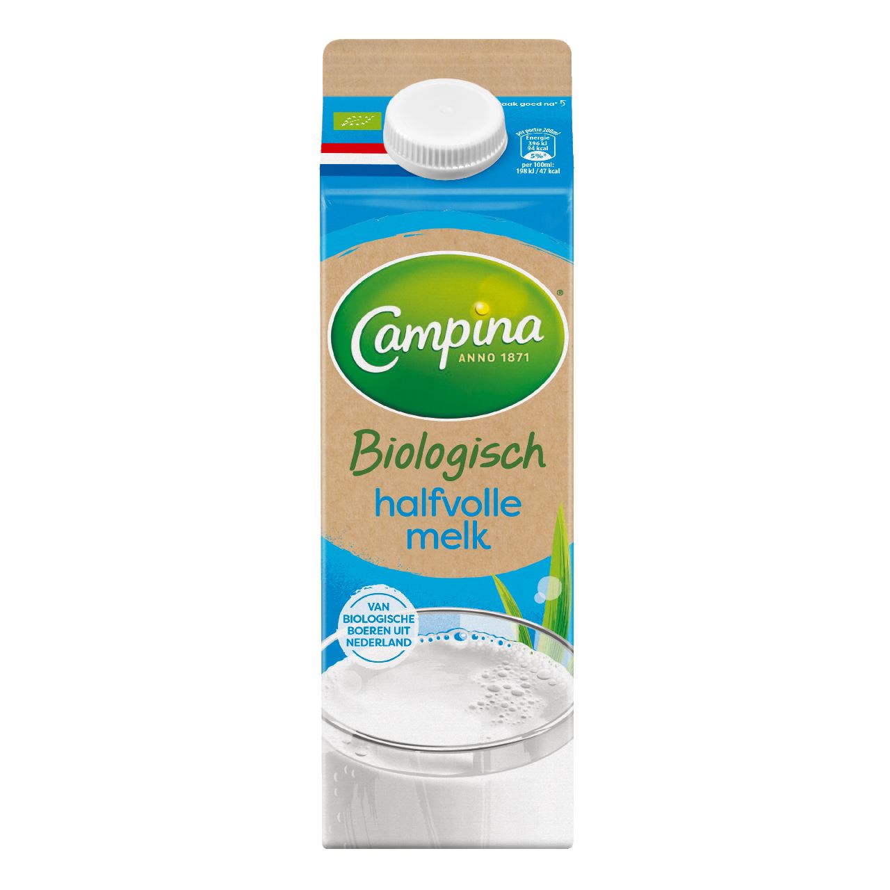 Campina Melk Biologische Halfvolle 1 l Pak met punt