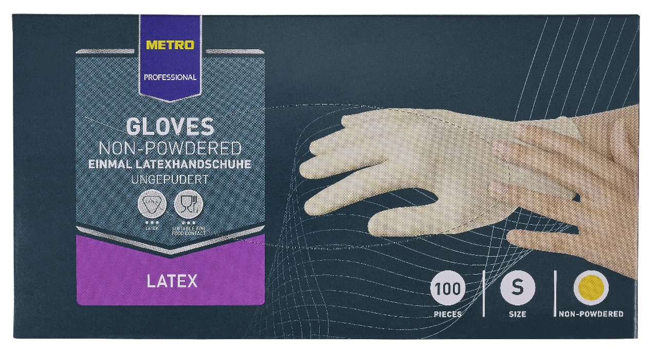 METRO PROFESSIONAL Latex handschoenen S niet-gepoederd