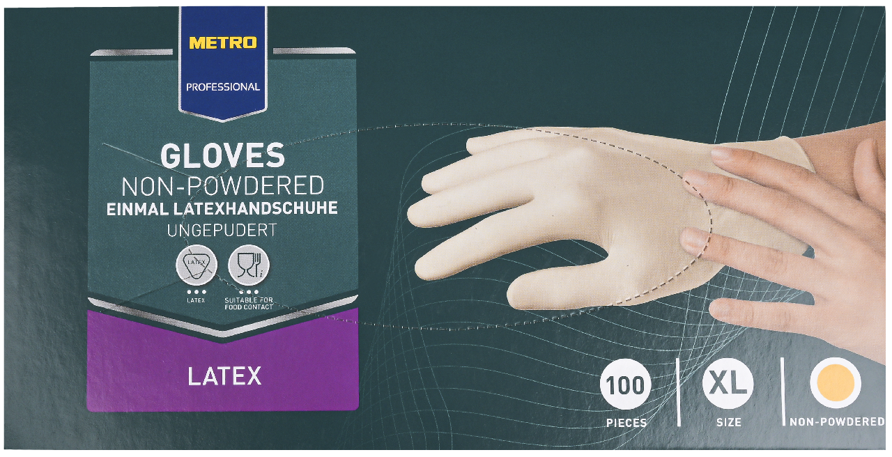 METRO PROFESSIONAL Latex handschoenen XL niet-gepoederd 100 stuks