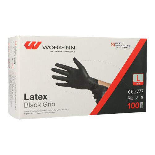 WORK-INN Handschoenen Latex Zwart L 100 stuks