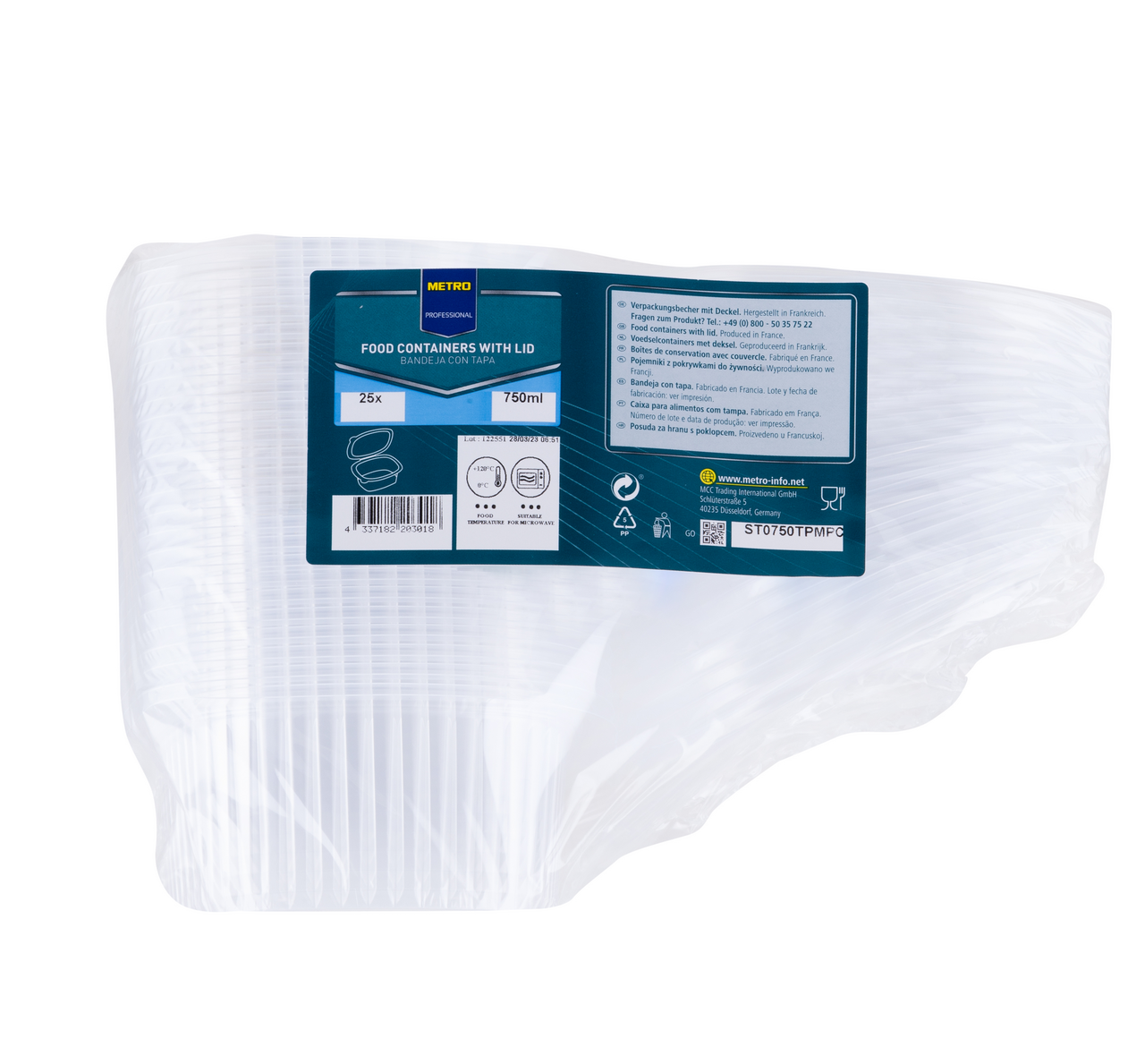 METRO PROFESSIONAL Pp Bak Deksel 750 ml 25 stuks