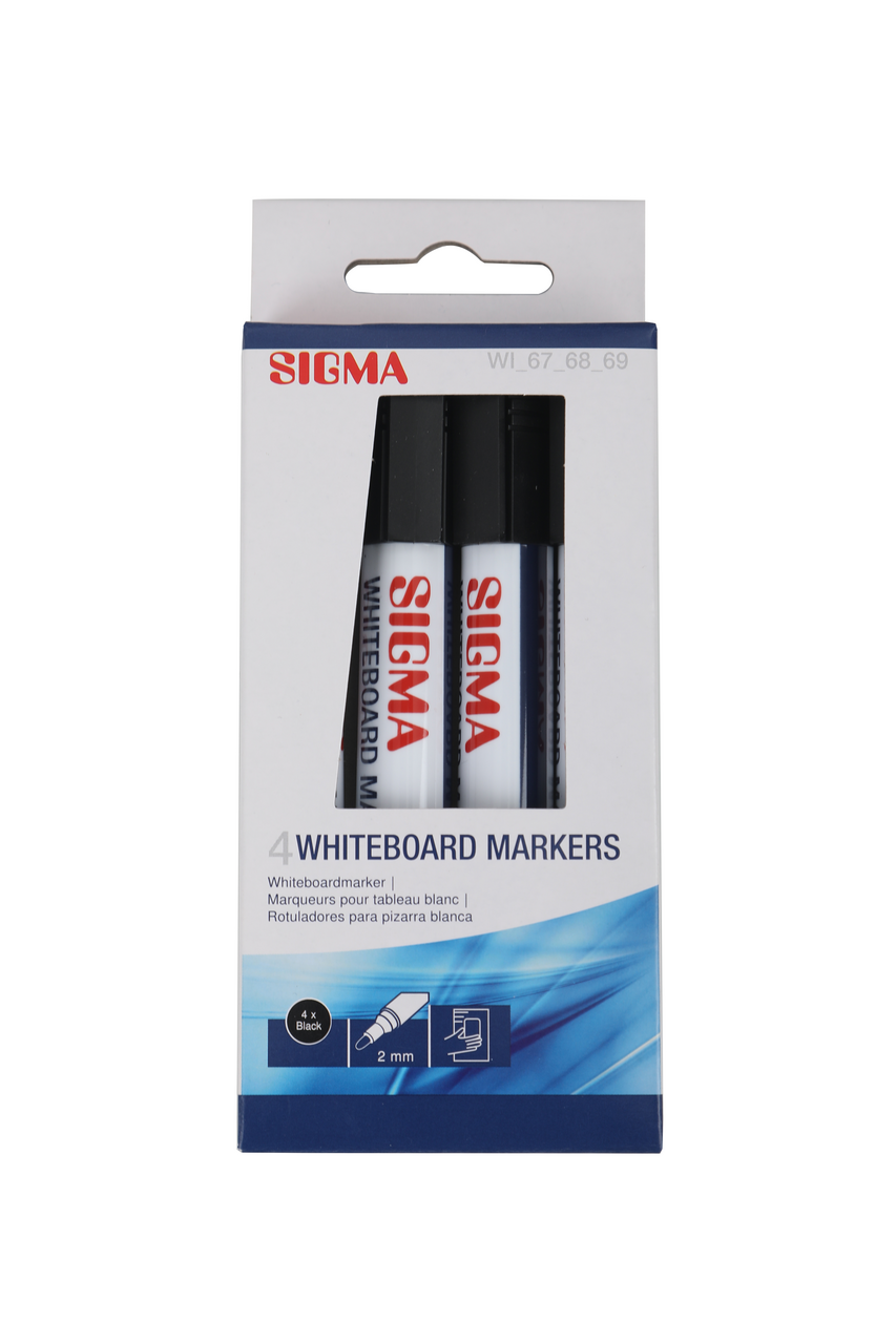 SIGMA Whiteboard Marker Zwart 4 stuks