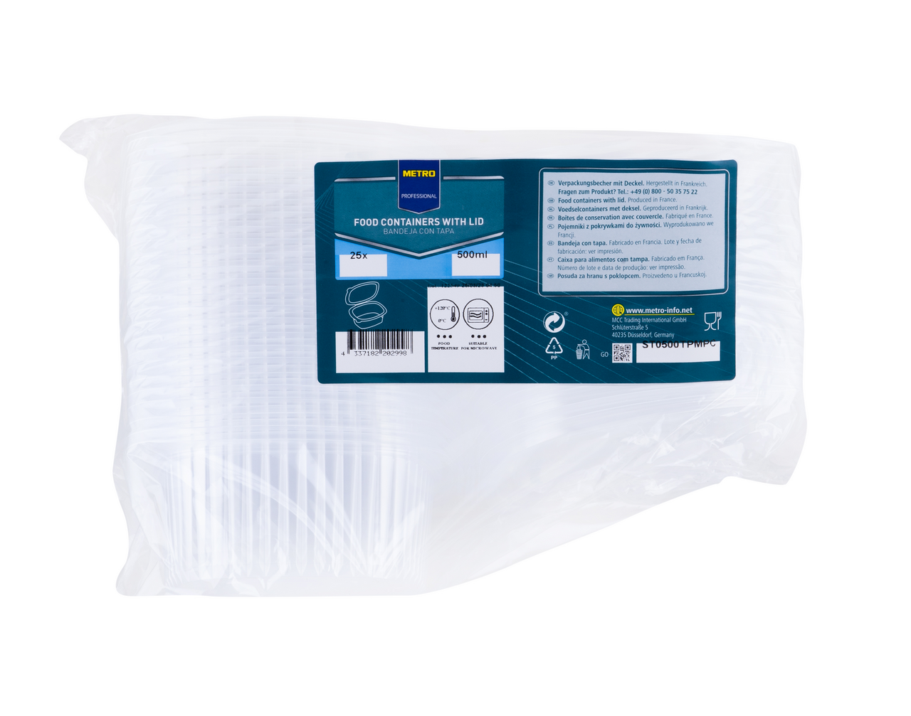 METRO PROFESSIONAL Pp Bak Deksel 500 ml 25 stuks