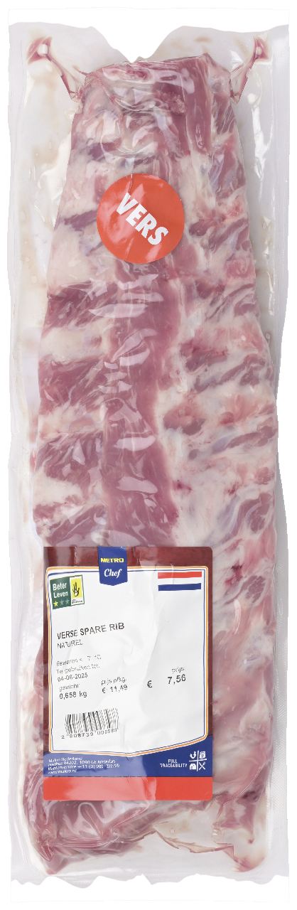 METRO Chef Varkens Sparerib P/St Vw Beter leven 1 ster