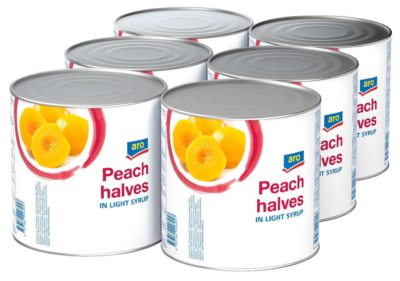 aro Halve Perziken in lichte siroop 6 x 2,65 l