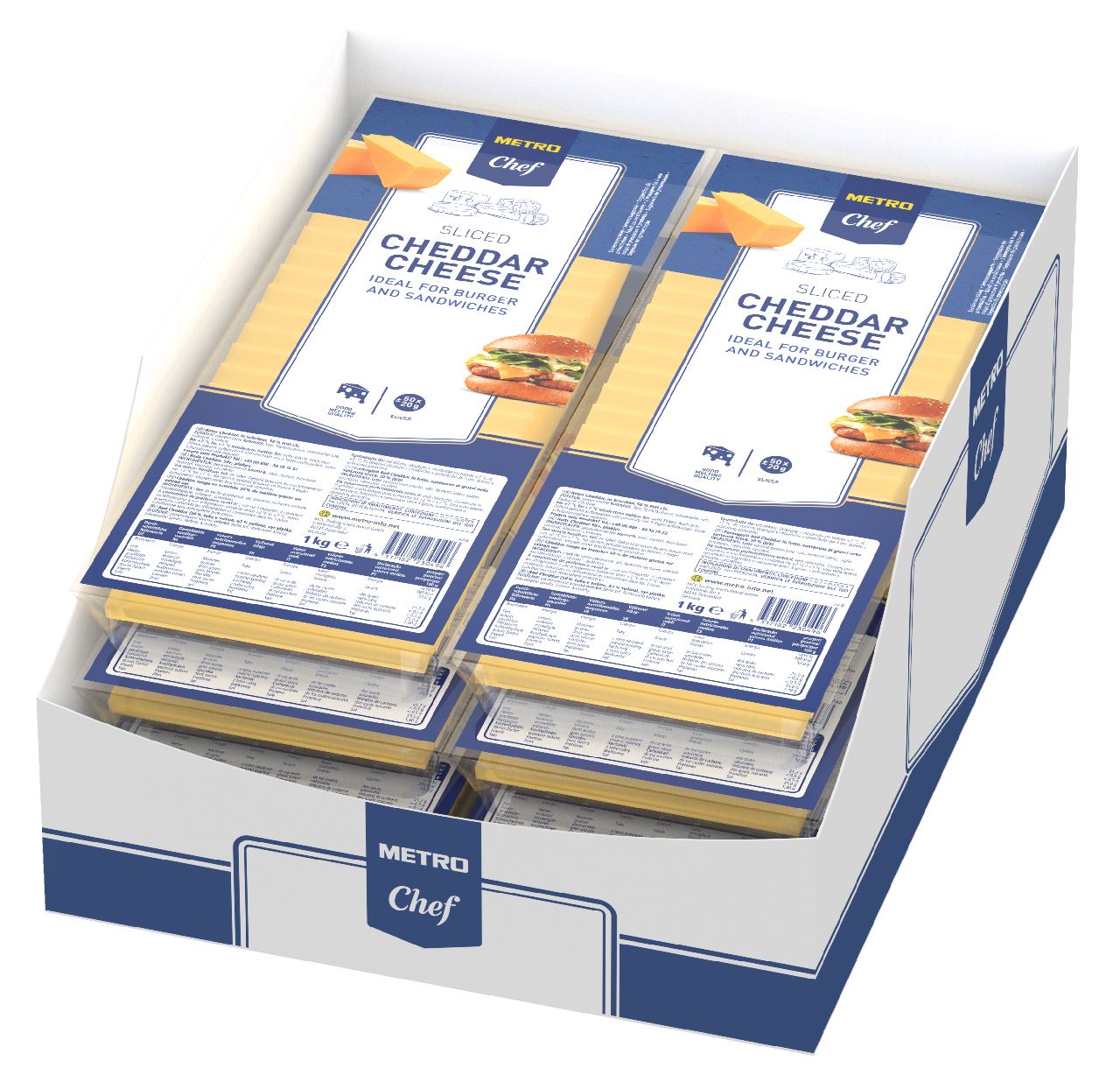 METRO Chef Cheddar 50+ Plakken 6 x 1 kg