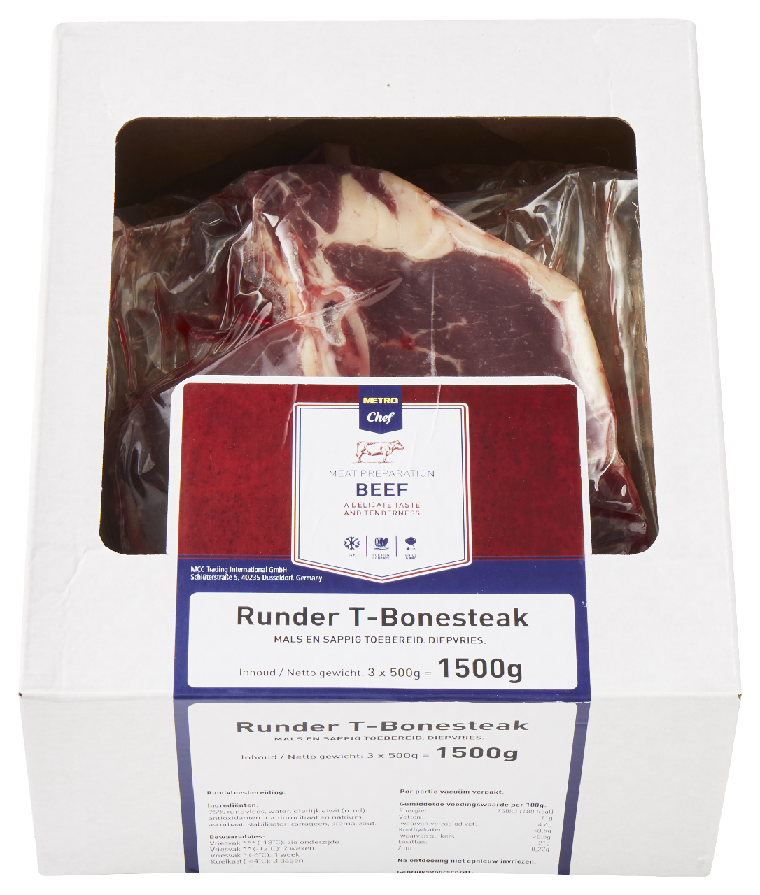 METRO Chef Runder T-bone Steak diepvries 3 x 500 g