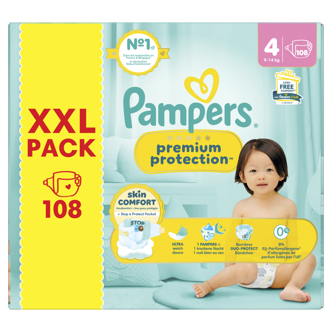 Pampers Premium Protection Luiers Maat 3 en Pampers Billendoekjes Sensitive 15x80=1200 doekjes