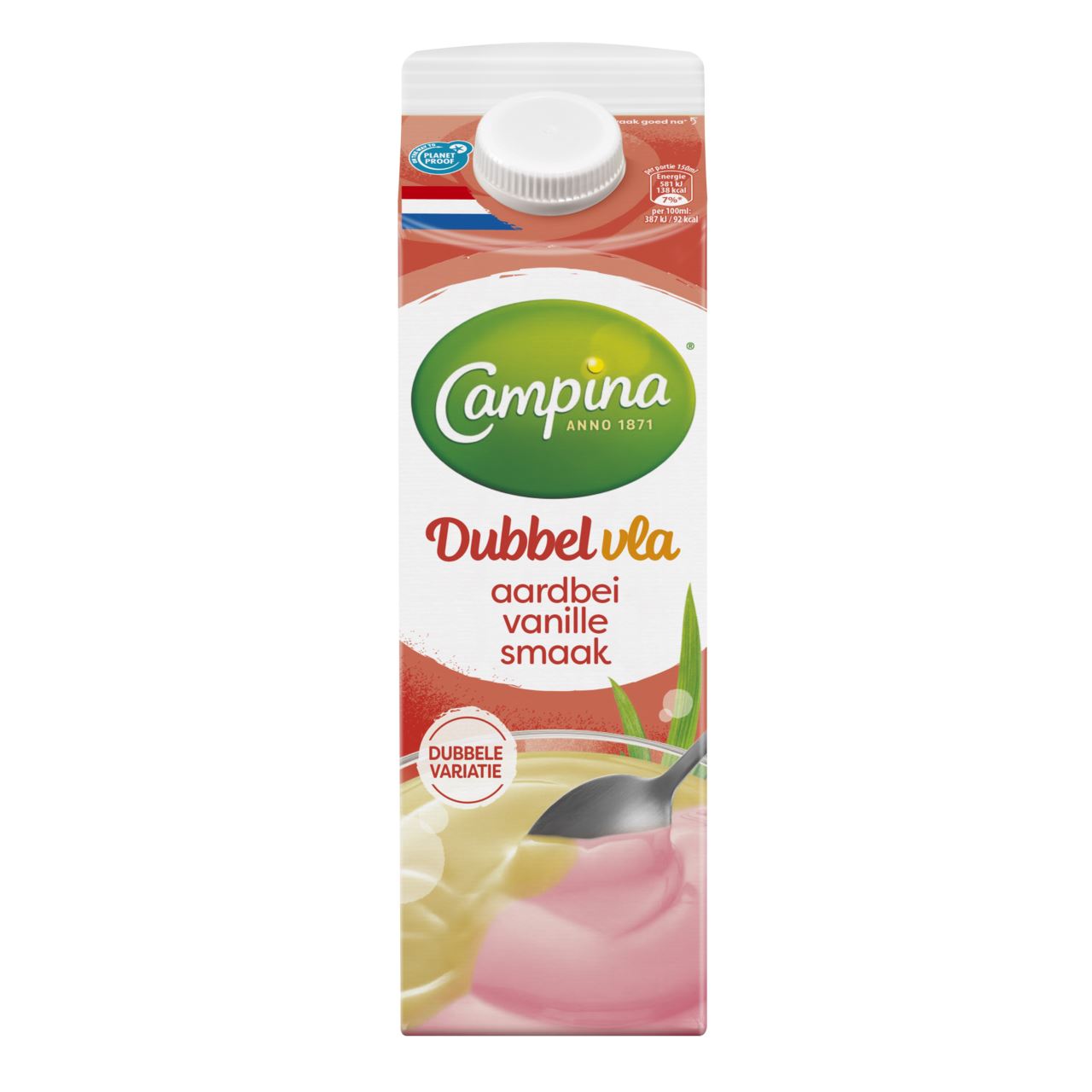 Campina Dubbelvla Aardbei Vanille 6 x 1 l