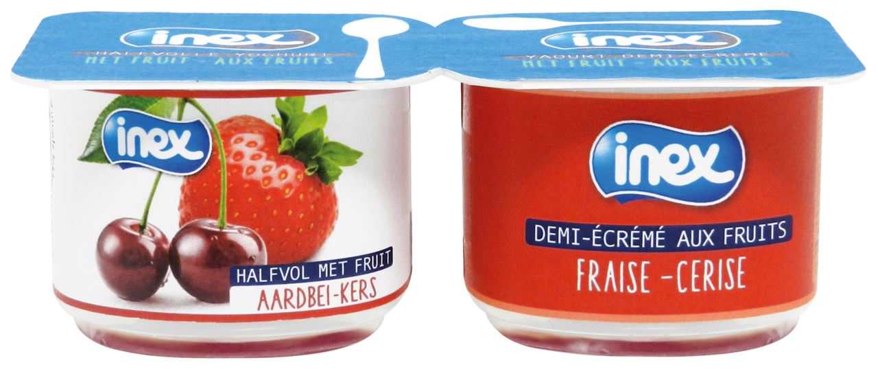 Inex Fruityoghurt Aardbei-Kers 2 x 100 g