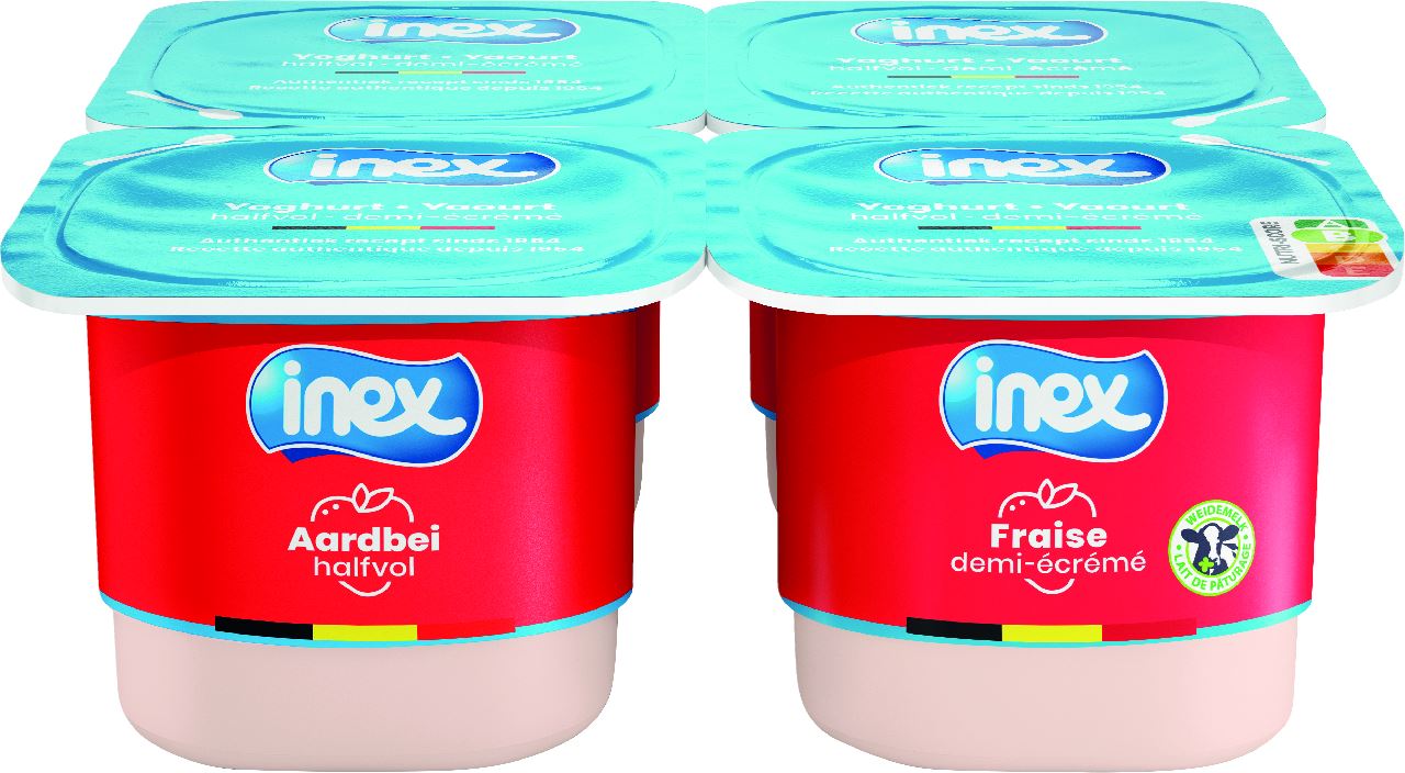 Inex Halfvolle Yoghurt Aardbei 4 x 125 g