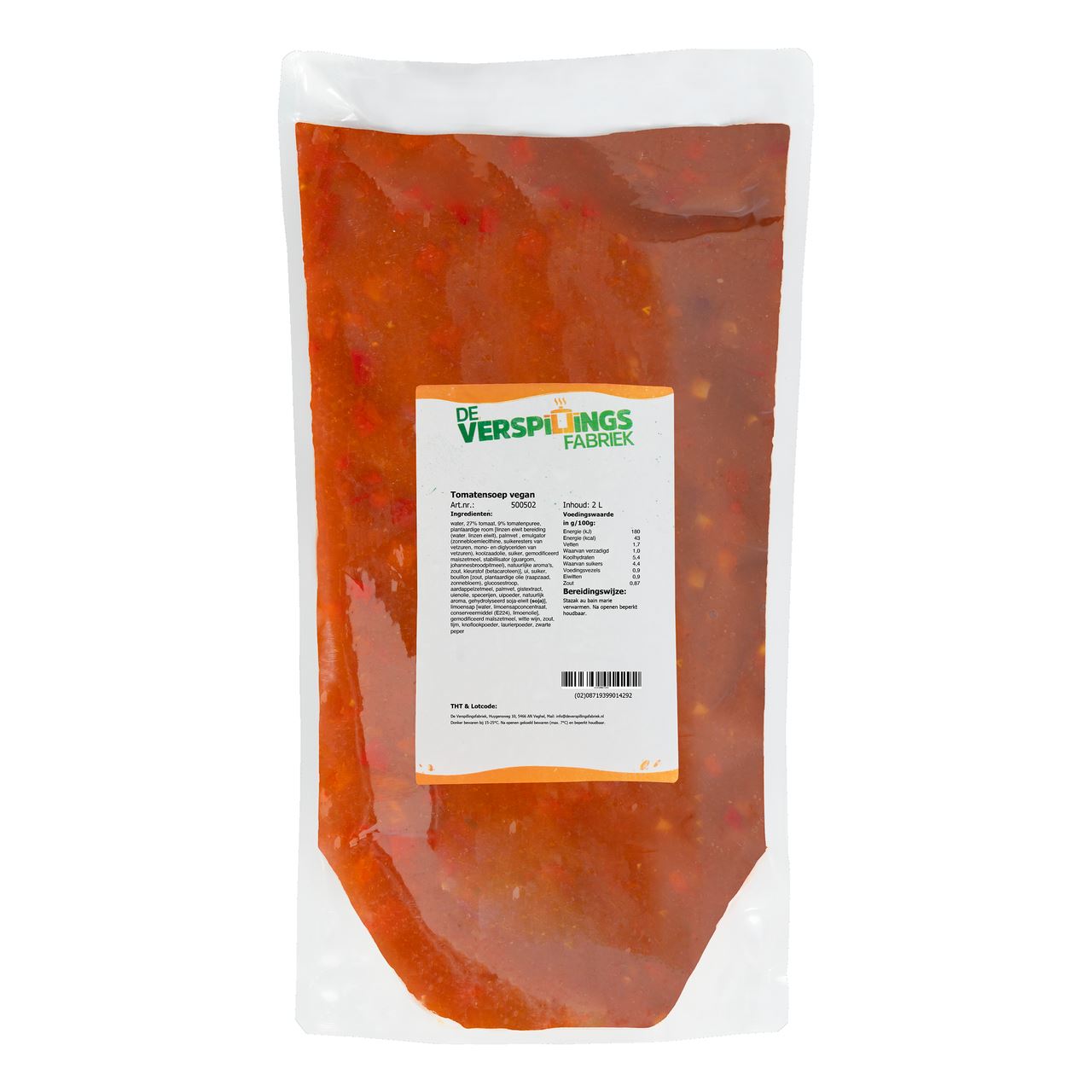 DE VERSPILLINGSFABRIEK Tomatensoep Vegan 5 x 2 l