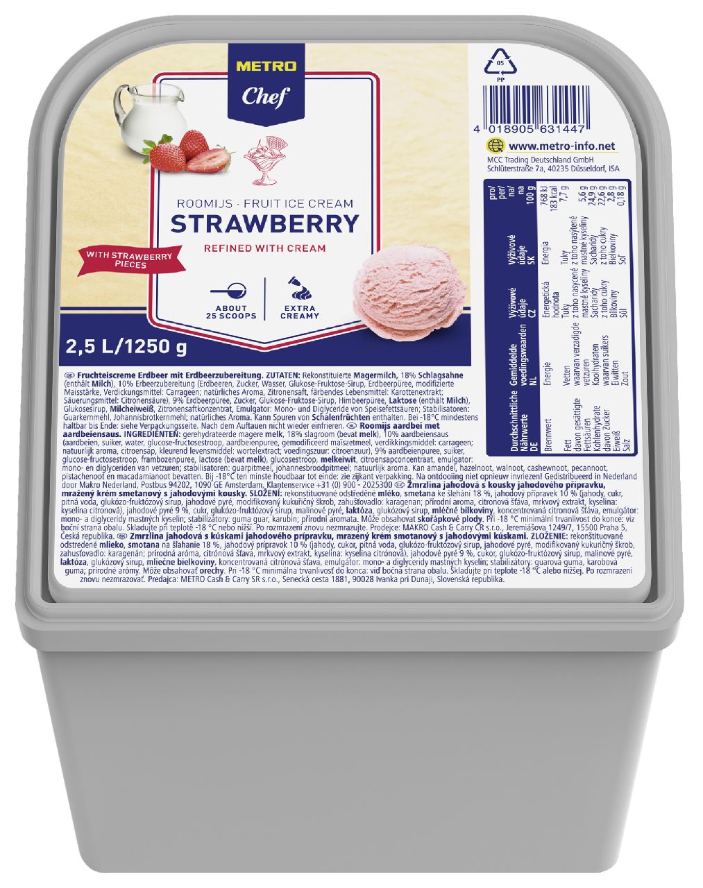 METRO Chef Roomijs Aardbei 2,5 l