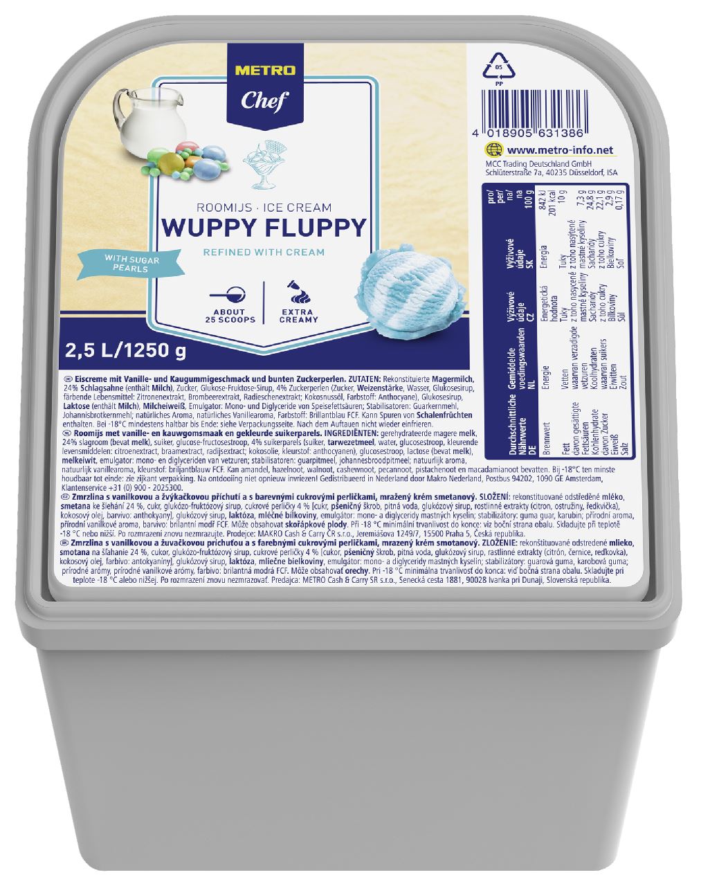 METRO Chef Roomijs Wuppy Flup 8 x 2,5 l