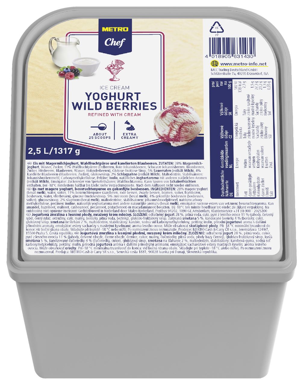 METRO Chef Yoghurtijs Bosvruchten 8 x 2,5 l