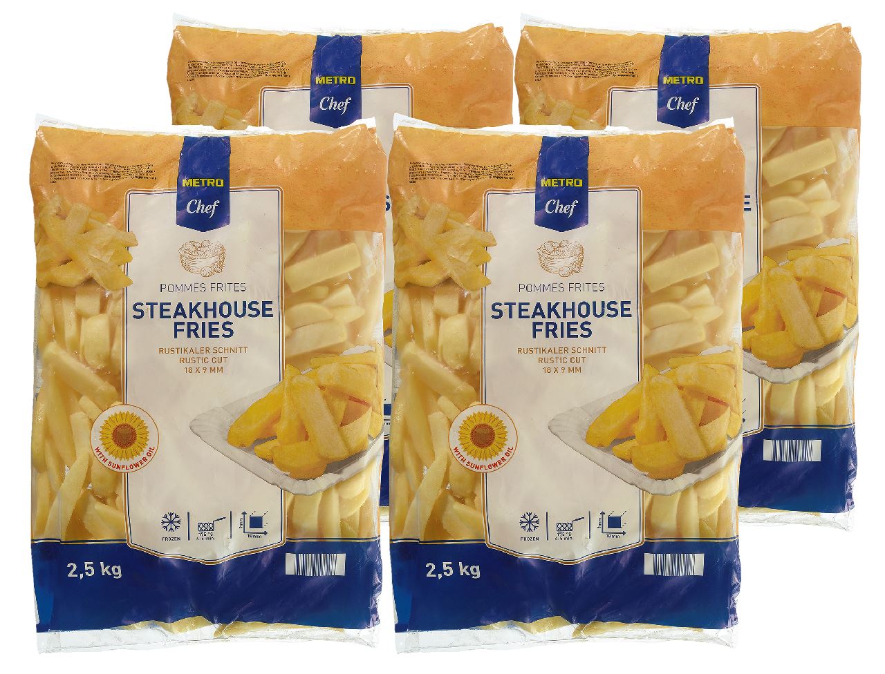 METRO Chef Steakhouse Frites 9 x 18 mm 4 x 2,5 kg