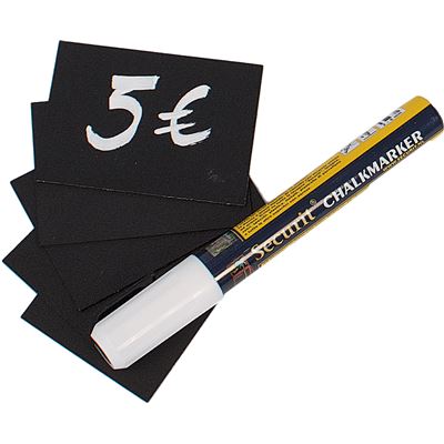 Securit Placas de Quadro Preto A8 + Marcador de Giz Branco (Pack 20)