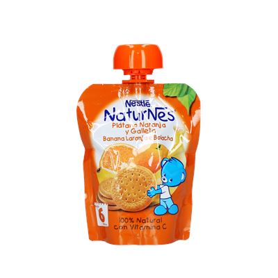 Nestlé NaturNes Puré de Fruta Banana, Laranja e Bolacha 90g