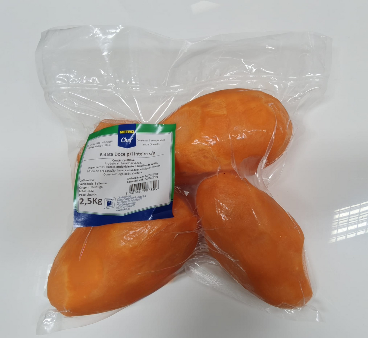 METRO Chef Batata Doce Polpa Laranja Inteira S/Pele 2,5kg