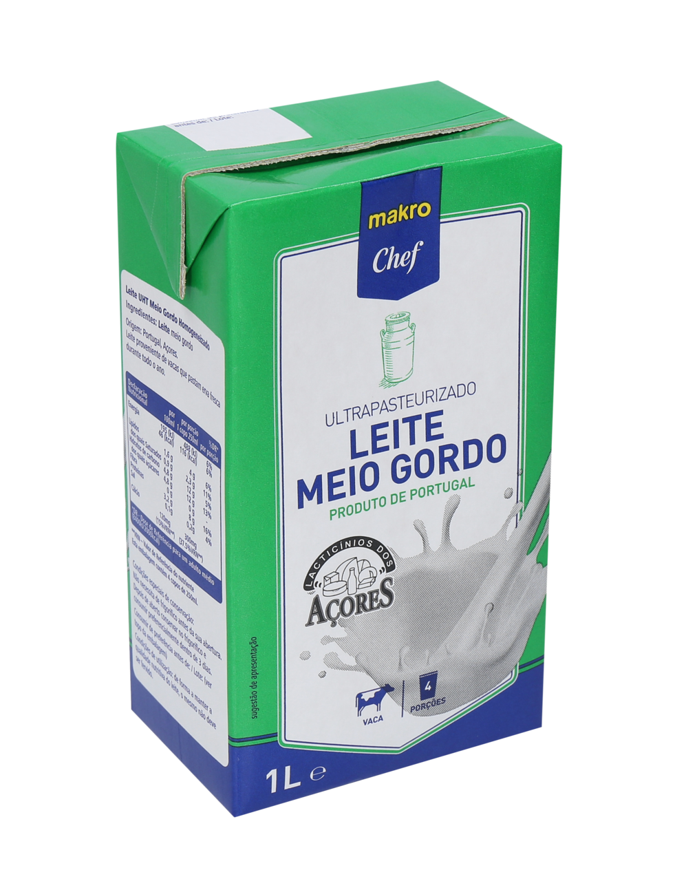 METRO Chef Leite Uht Meio Gordo Dos Açores 6 X 1 L