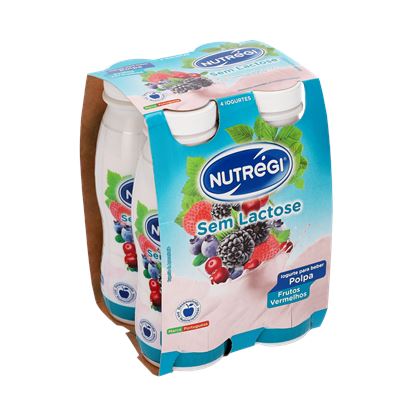 Iogurte Líquido sem Lactose Frutos Vermelhos Nutregi 4x170g