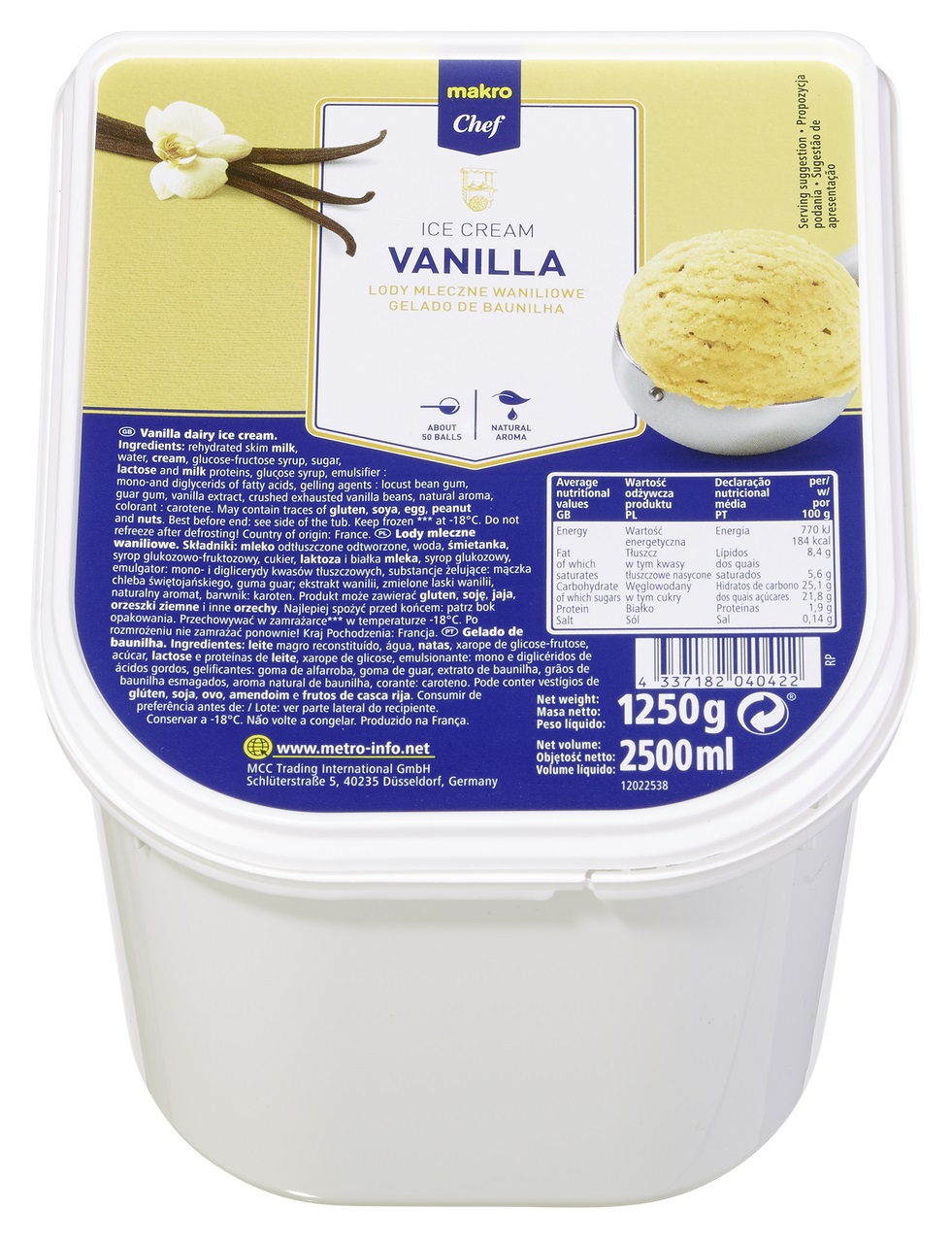 METRO Chef Gelado Baunilha 2,5 L