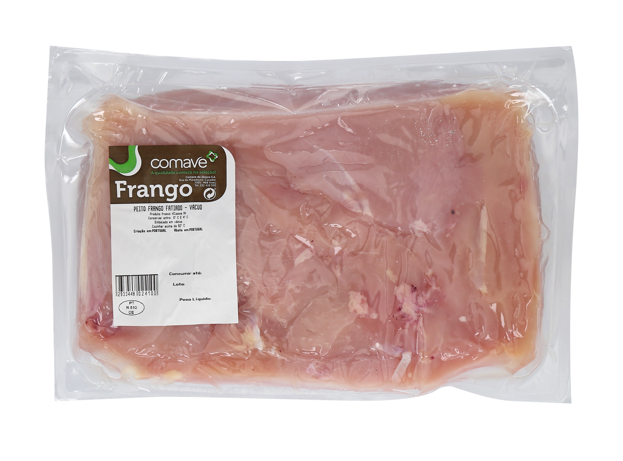 Peito Frango Nacional Fatiado +- 2,5 Kg Vácuo Fresco