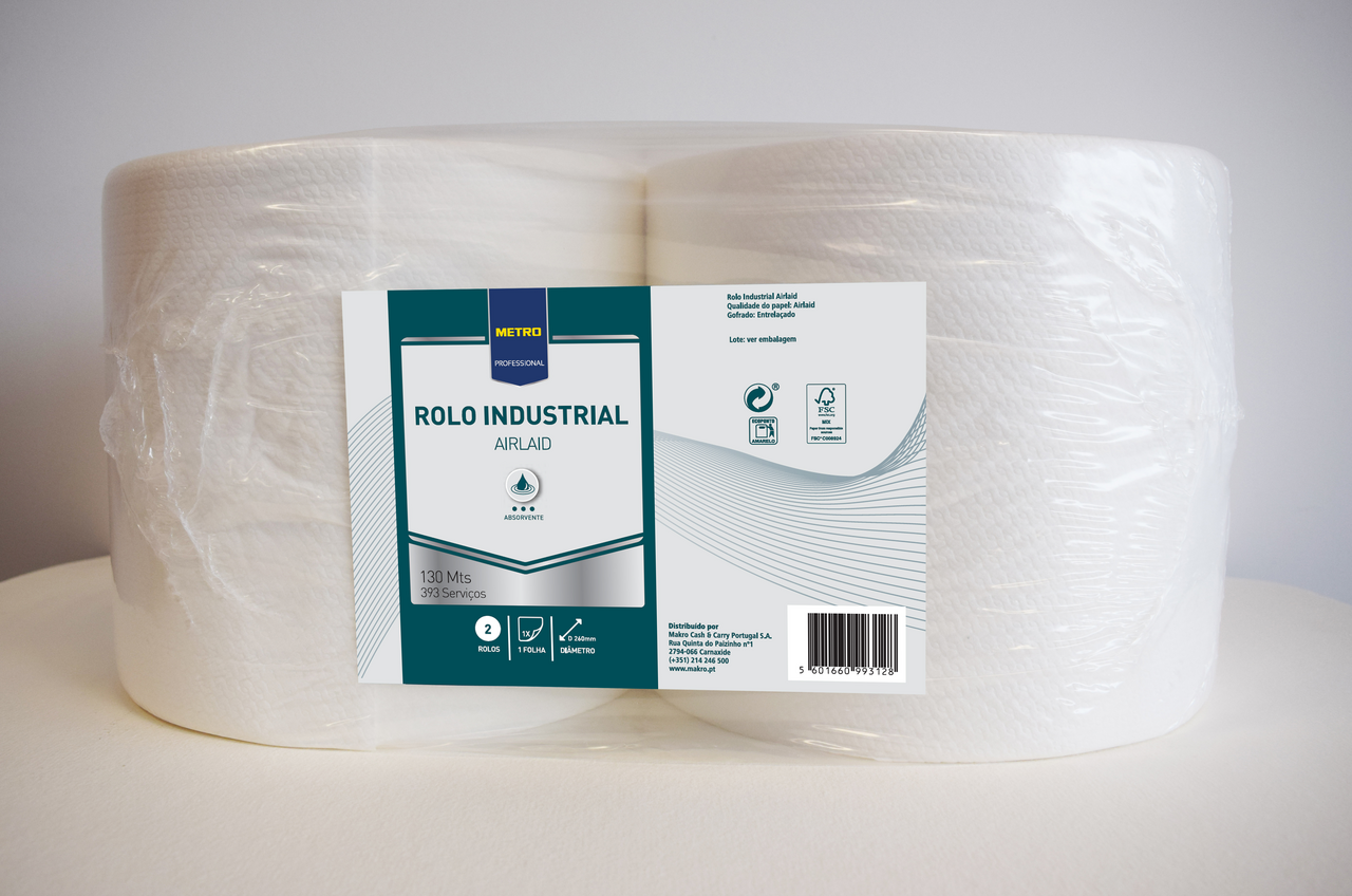 METRO PROFESSIONAL Rolo Airlaid 1 Folha 130 M X 2 Rolos