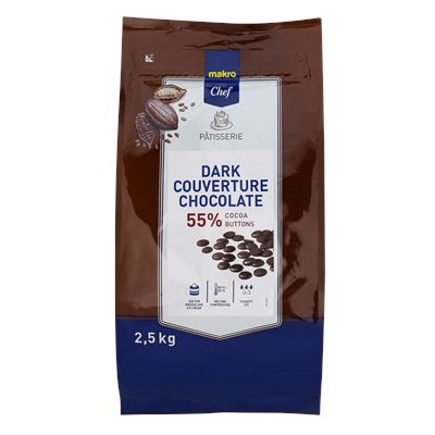 Cobertura de Chocolate Negro METRO Chef Botões 55% 2,5kg
