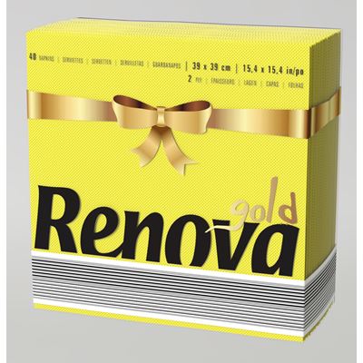 Guardanapos Renova Go 39x39cm 2 Folhas Amarelo 40 Unidades