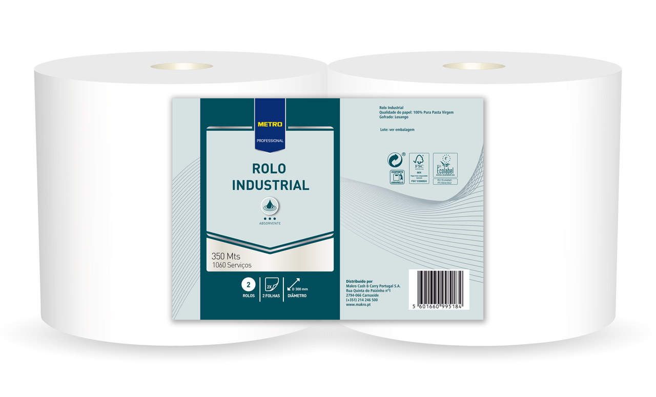 METRO PROFESSIONAL Rolo Industrial 2 Folhas 350 M X 2 Rolos