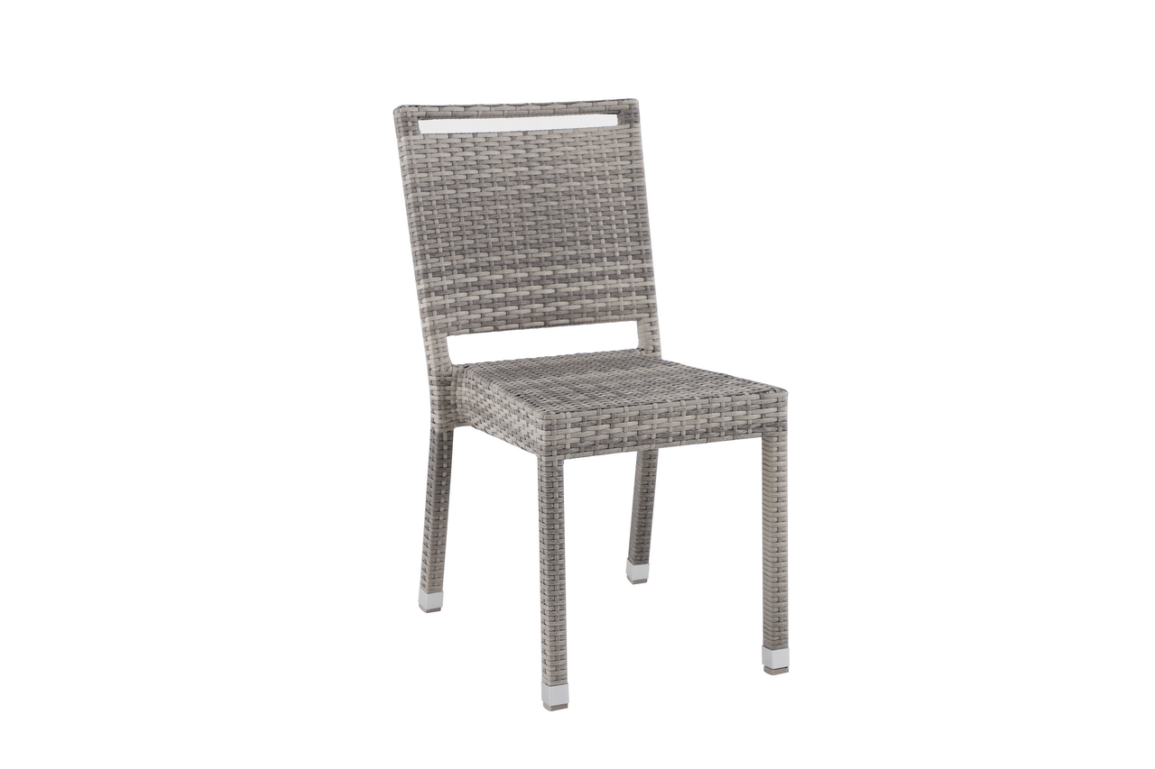 METRO PROFESSIONAL Cadeira Aluminio/Rattan S/Braços Cinza