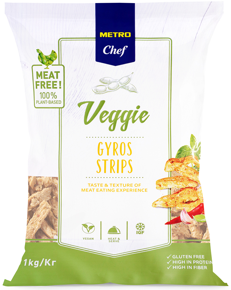 METRO Chef Tiras Gyros Veggie Uniao Europeia Congelado 1Kg