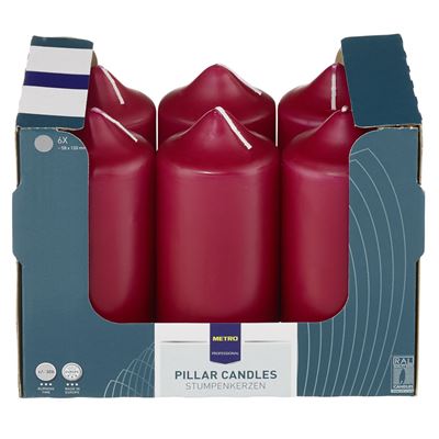 Vela Pilar METRO Professional Bordô 58x130mm 6 Unidades