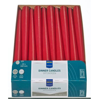 Vela de Mesa METRO Professional Bordô 22x240mm 30un