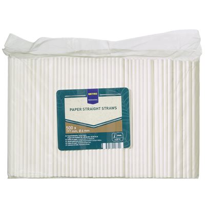 Palhinhas de Papel Brancas METRO Professional 197x6mm 500un