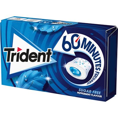 Pastilhas Elásticas Trident 60 Min Peppermint 16x22g