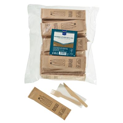 Kit Talheres Descartáveis METRO Professional Madeira 3 em 1 50 Unidades