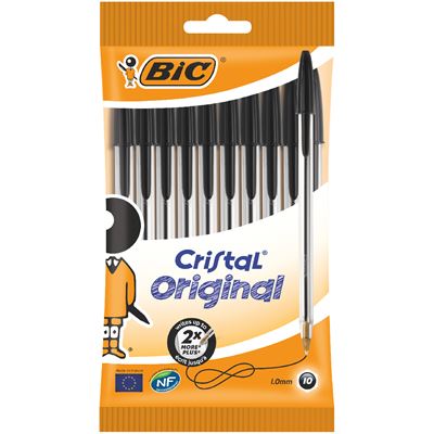 Esferográficas BIC Cristal Preto (Bolsa 10 un.)