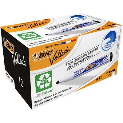 Marcador BIC Preto Não Permanente Caixa 12 Unidades