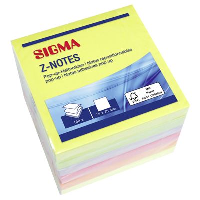 Bloco de Notas SIGMA 75x75mm 100 Folhas 6un