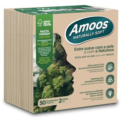 Guardanapos Amoos Natural 2 Folhas 40x40cm 50 Unidades