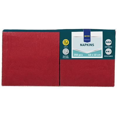 Guardanapos METRO Professional 3 Folhas 40x40cm Bordeaux 250un