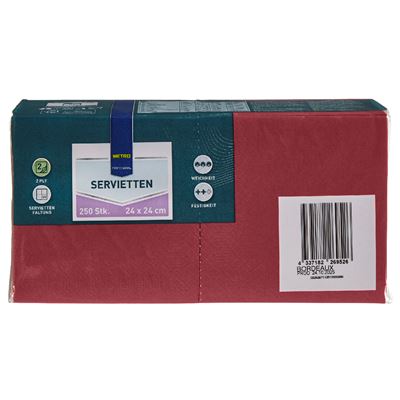Guardanapos METRO Professional 2 Folhas 24x24cm Bordeaux 250un